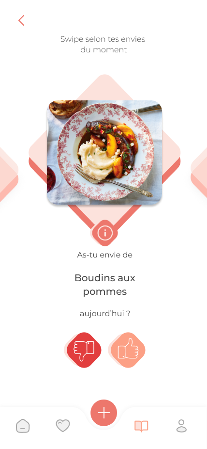 Présentation de la page qui possède une fonctionnalité sympa comme tinder pour trouver des idées de recettes à réaliser