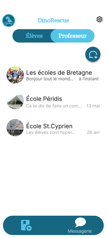 Interface de l'appli