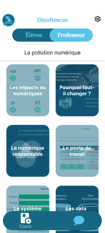 Interface de l'appli
