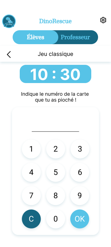 Interface de l'appli