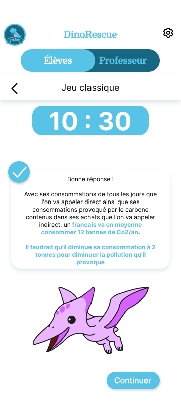 Interface de l'appli