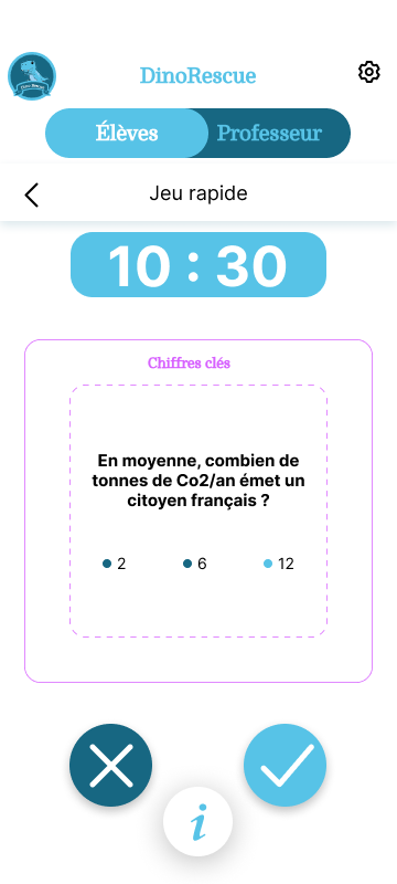 Interface de l'appli