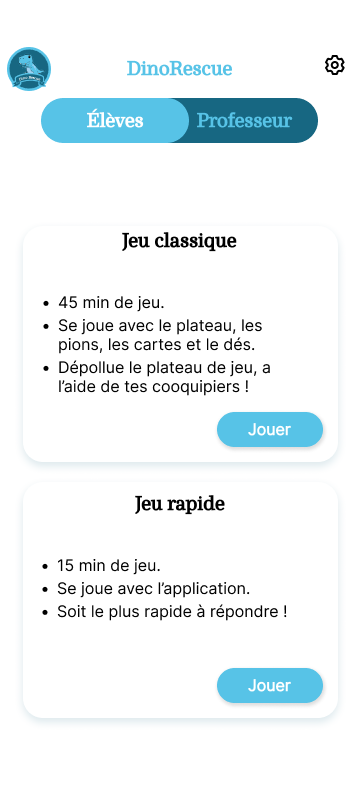 Interface de l'appli