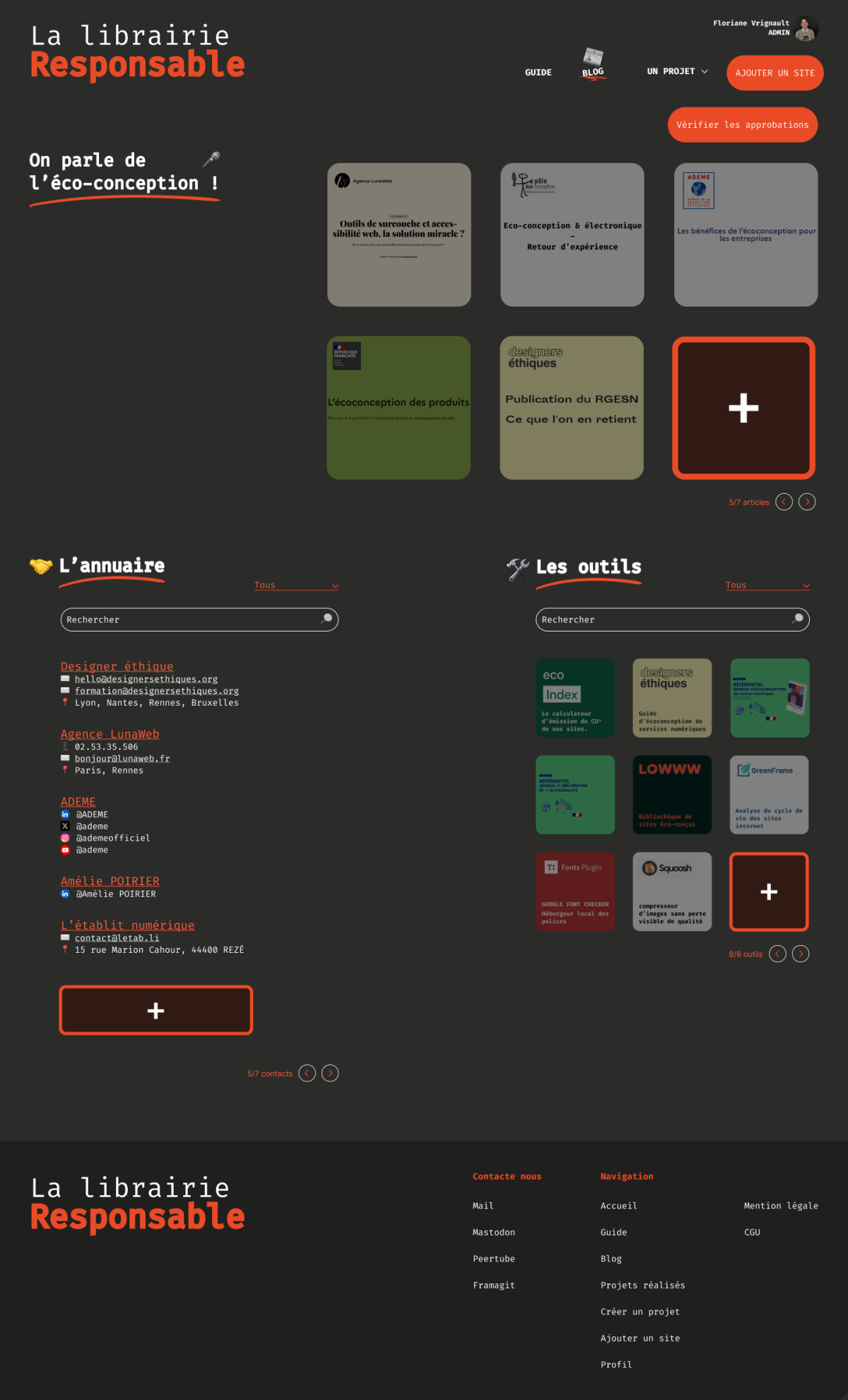 Interface de la Librairie