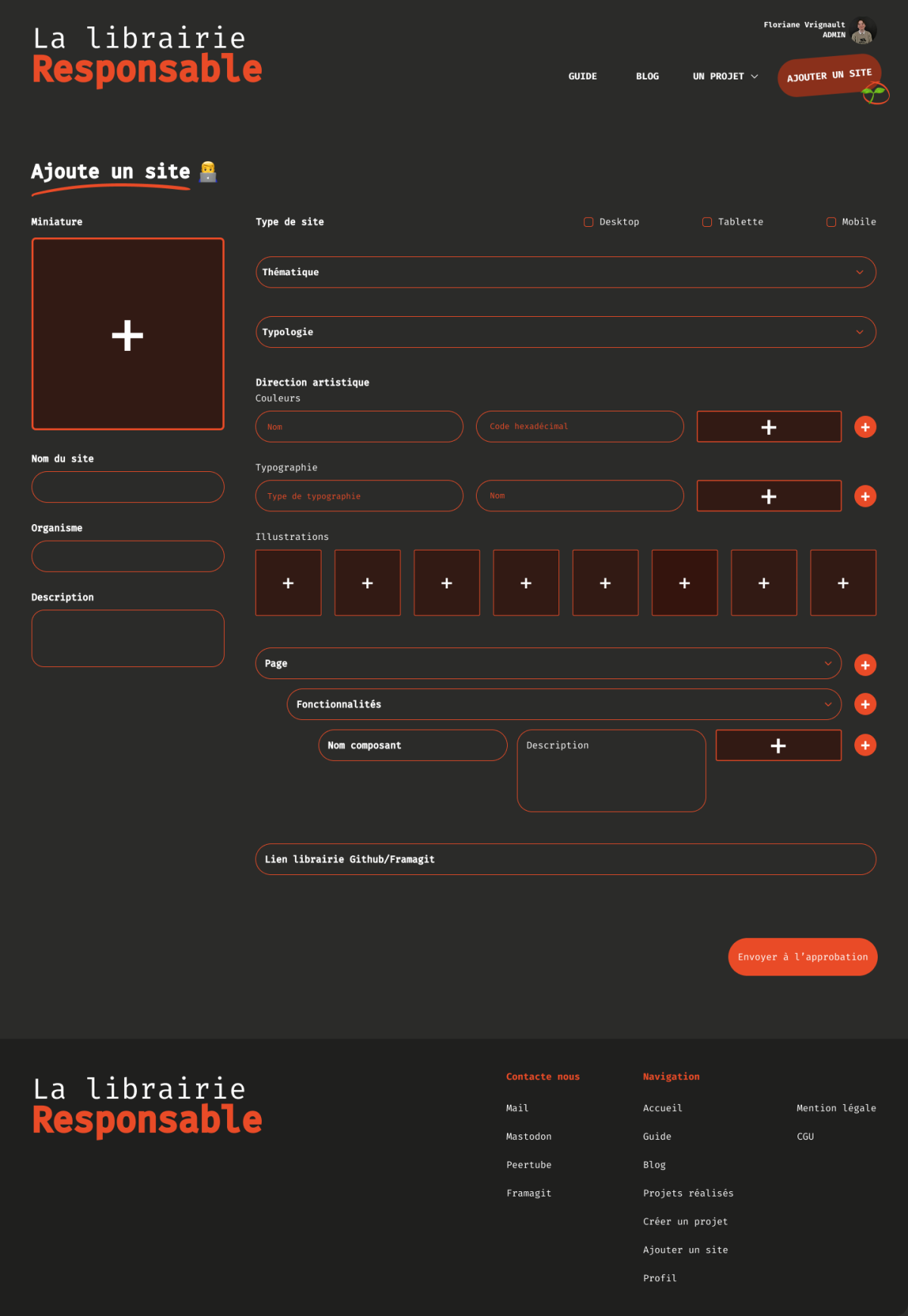 Interface de la Librairie