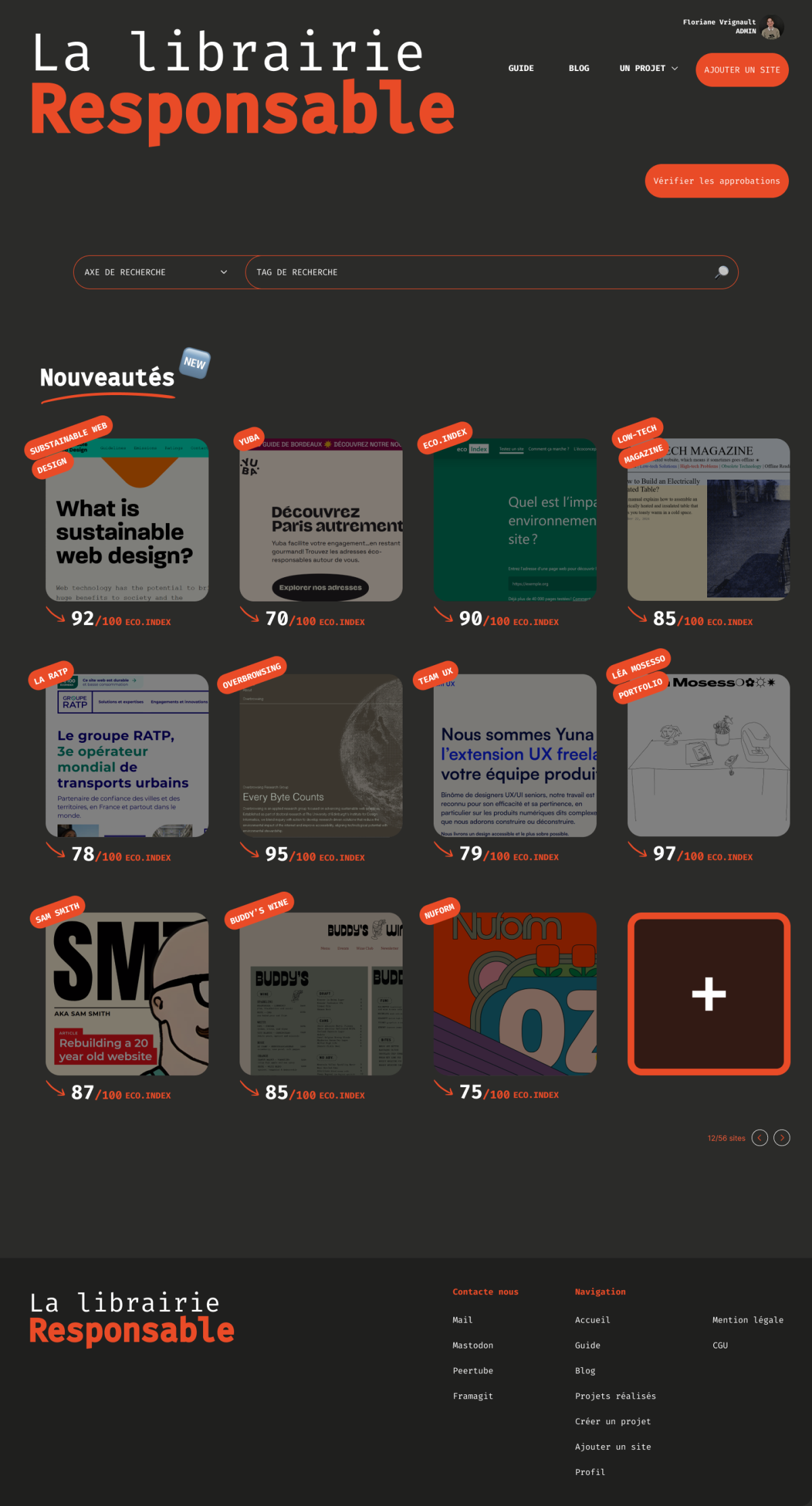 Interface de la Librairie