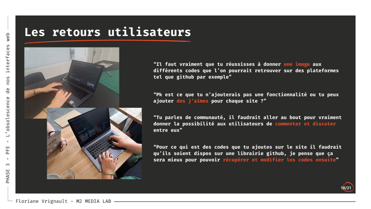 Les retours utilisateurs