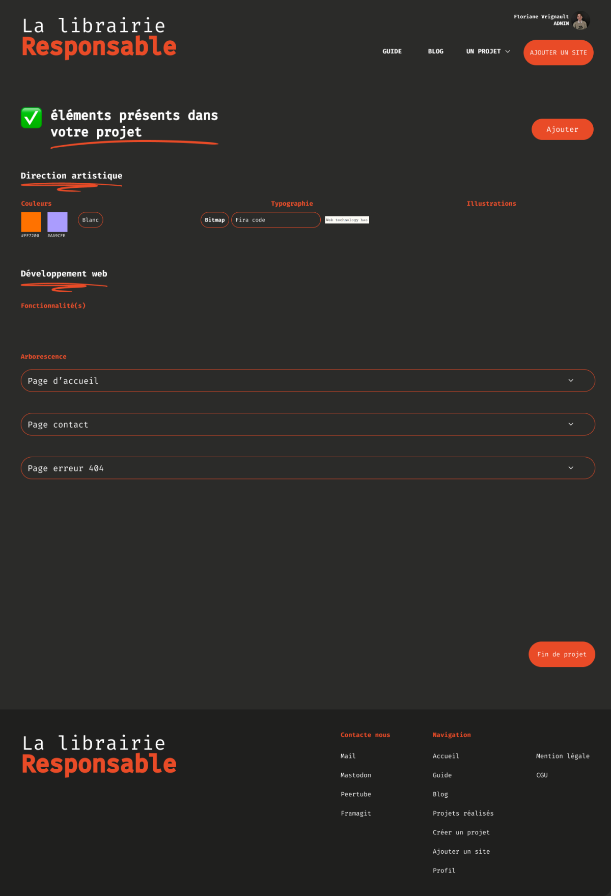 Interface de la Librairie