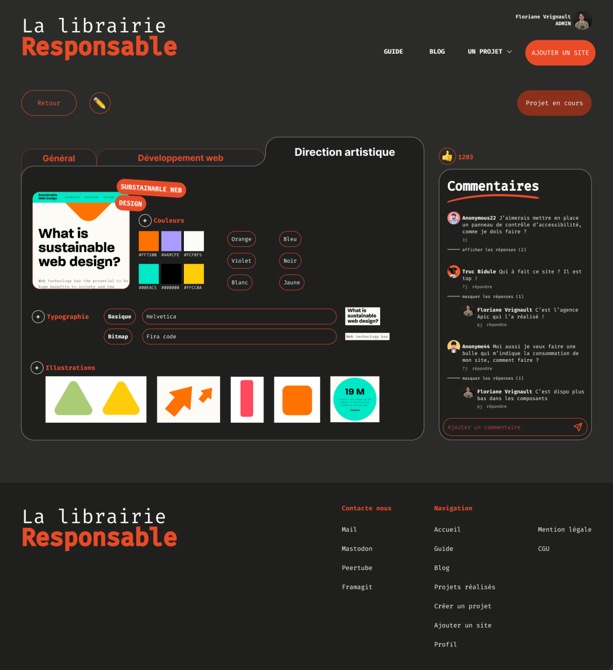 Interface de la Librairie